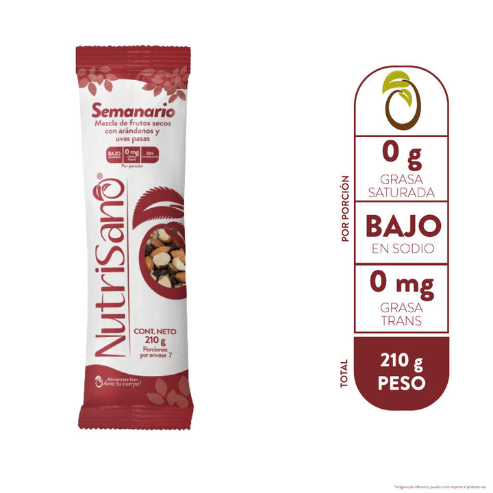 SEMANARIO MEZCLA DE FRUTOS SECOS CON ARÁNDANOS Y UVAS PASAS