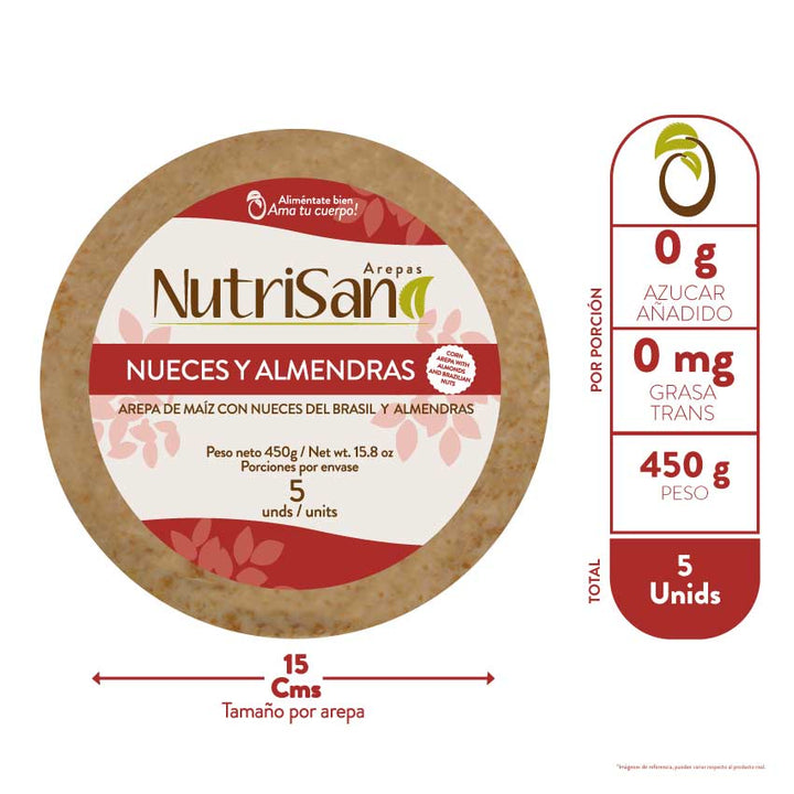 AREPA DE MAÍZ CON NUECES Y ALMENDRAS X 5 Unds