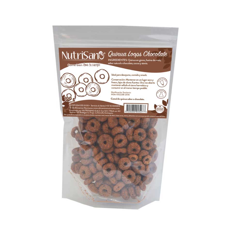 CHOCOLATE QUINOA LOOPS CEREAL x100g $ 7,286 -x400 g $ 24,871 