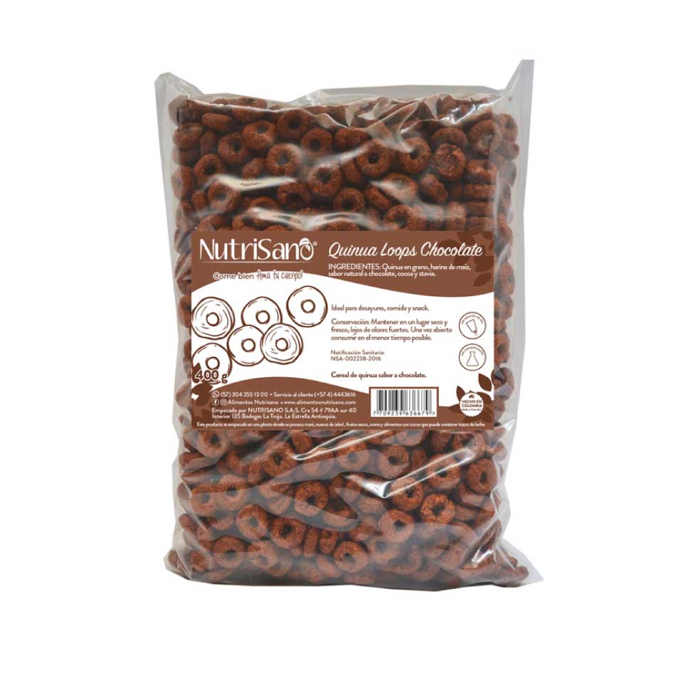 CEREAL QUINUA LOOPS CHOCOLATE x400g