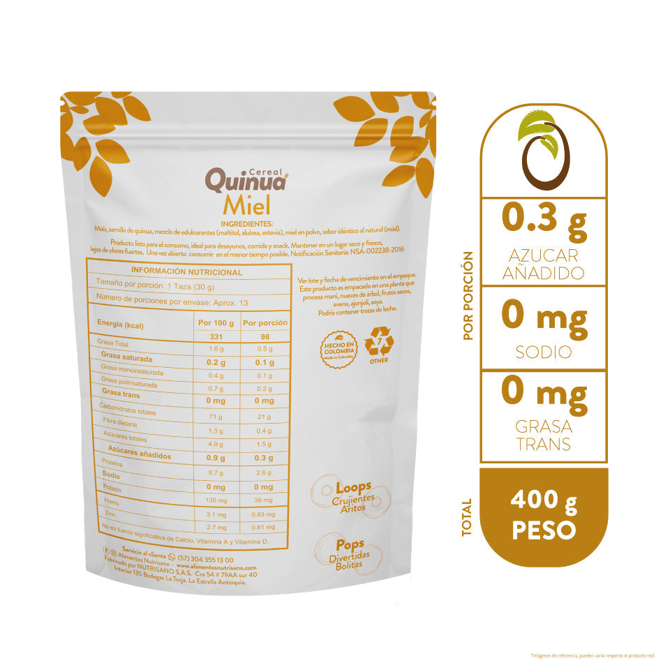 CEREAL QUINUA LOOPS MIEL x 400 g