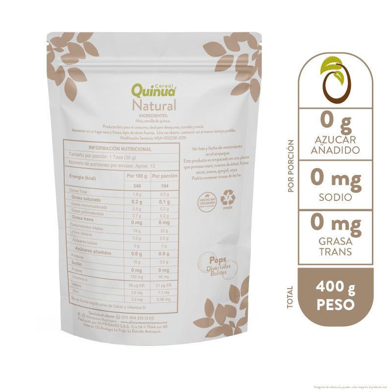 CEREAL QUINUA POPS NATURAL x 400 g