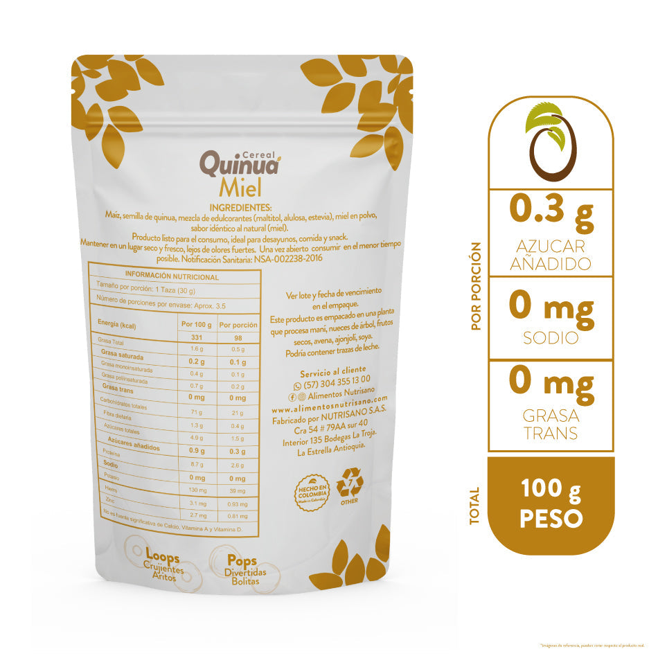 CEREAL QUINUA POPS MIEL x 100 g