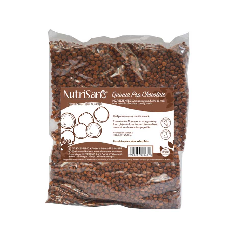 QUINOA POP CHOCOLATE CEREAL x100g 7,283 and 400g $ 24,871